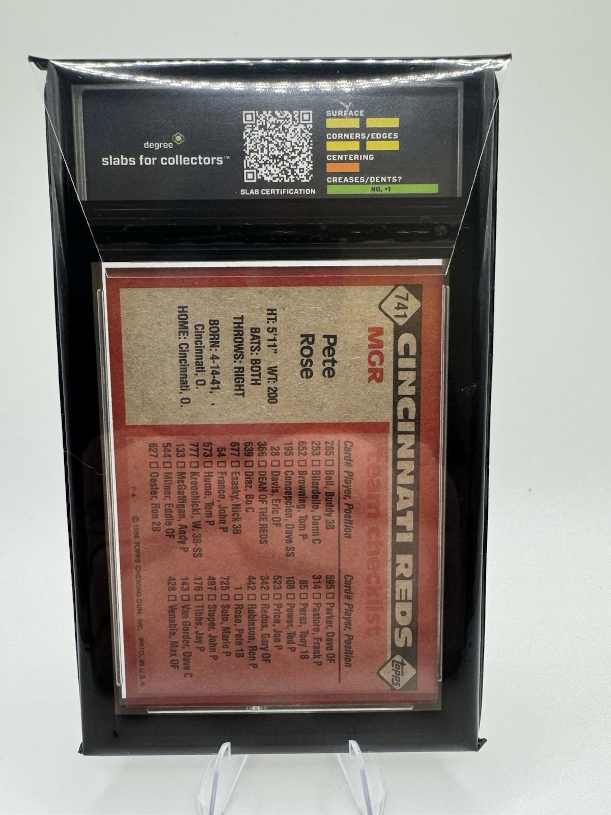 1986 TOPPS PETE ROSE #741 DEGREE 6